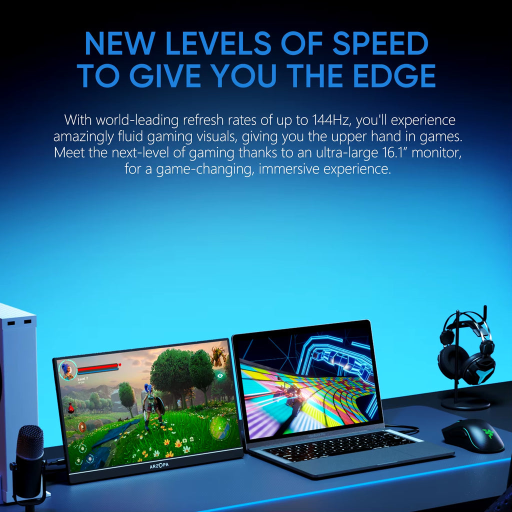 16.1" 144Hz 100% Srgb 1080P FHD Portable Gaming Monitor HDR External Second Screen for Switch, Xbox,Ps5,Laptop,Pc,Z1Fc