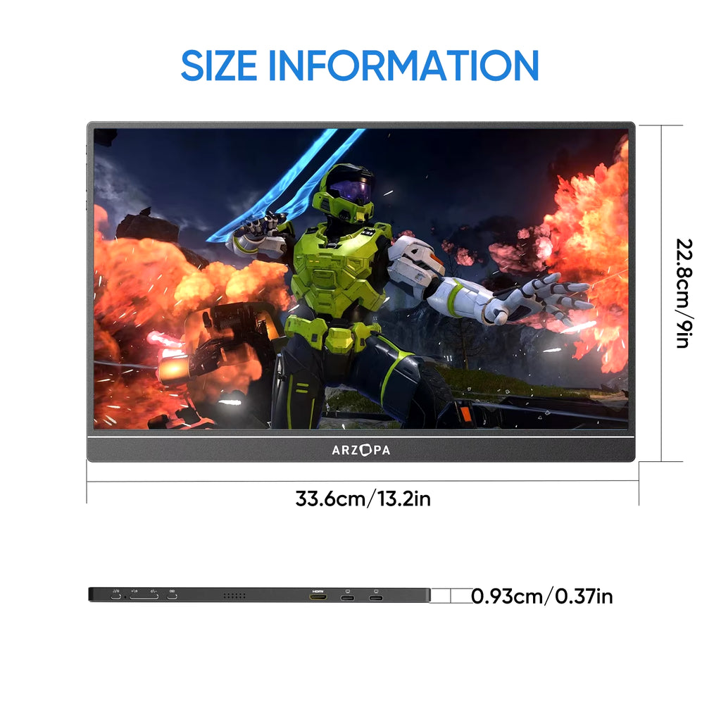 16.1" 144Hz 100% Srgb 1080P FHD Portable Gaming Monitor HDR External Second Screen for Switch, Xbox,Ps5,Laptop,Pc,Z1Fc