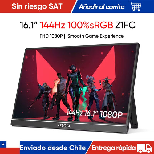 16.1" 144Hz 100% Srgb 1080P FHD Portable Gaming Monitor HDR External Second Screen for Switch, Xbox,Ps5,Laptop,Pc,Z1Fc