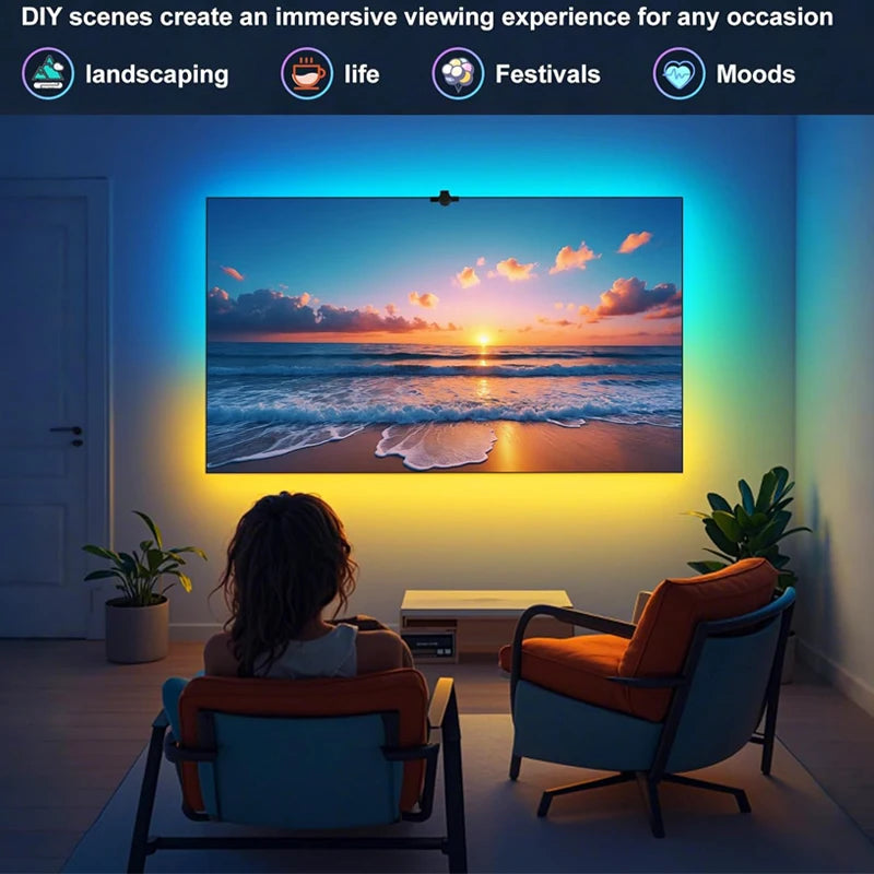 Bluetooth APP Control Color Picking TV SYNC Backlight USB RGB Light Strip Music SYNC LED Strip Light Game Atmosphere Lamp Tape
