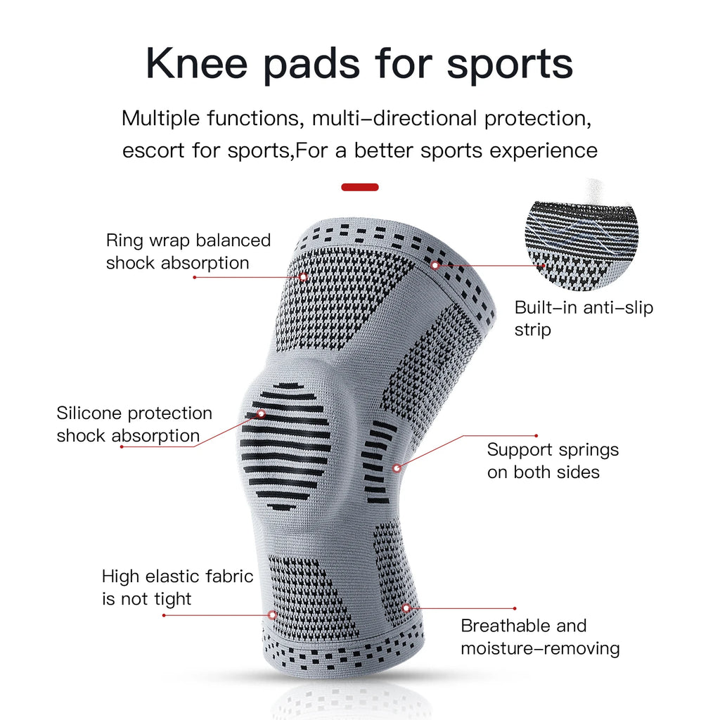 1/2 Piece Compression Knee Sleeve Silicone Protection Support Knee Pain Sport Pads Running Gym Arthritis Knee Workout Sports